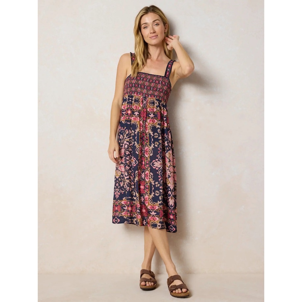 Natural Life Spring In Your Step Midi Dress Mandala Bandana Navy Womens Med Boho